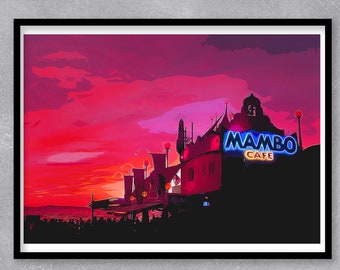 Cafe Mambo - Limited Edition Print. Ibiza Wall Art, Ibiza Travel Poster, Ibiza Print, Ibiza Poster, Ibiza Gifts, Kitchen Poster, beach print