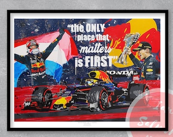 Max Verstappen F1 Champion - Limited Edition Print. Red Bull F1 print, Max Verstappen poster, Max Verstappen print, Max Verstappen wall art