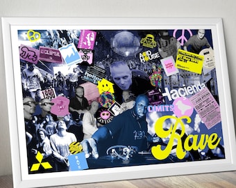 Rave Culture - Stampa in edizione limitata. Stampa Acid House, regalo rave, arte murale di musica dance, poster Hacienda, poster anni '90, stampa Rave Culture