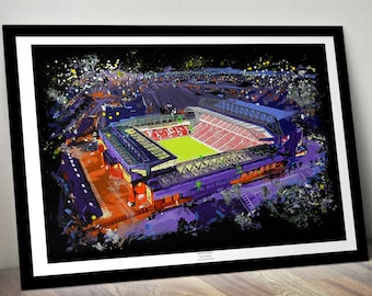 Anfield at Night - Limited Edition Print, Anfield Stadium print, Liverpool FC print, Liverpool stadium Wall Art, Liverpool FC Wall Art