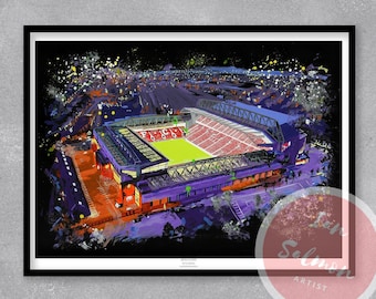 Anfield at Night - Limited Edition Print, Anfield Stadium print, Liverpool FC print, Liverpool stadium Wall Art, Liverpool FC Wall Art