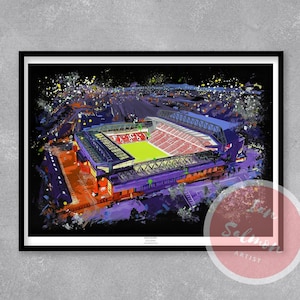 Anfield at Night - Limited Edition Print, Anfield Stadium print, Liverpool FC print, Liverpool stadium Wall Art, Liverpool FC Wall Art