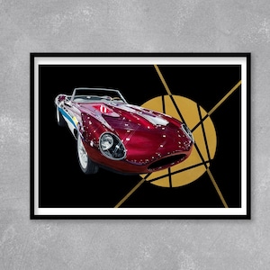 Jaguar E-Type - Limited Edition Print. Jaguar Car Art, Jaguar E-Type Wall Art, Jaguar E Type Wall Art, Jaguar E-Type print, Classic Car art