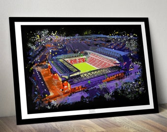 Anfield at Night - Limited Edition Print.  Anfield Stadium print, Liverpool FC print, Football Stadium Wall Art, Liverpool FC Wall Art