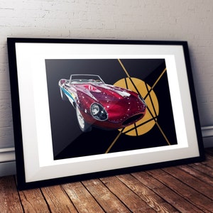 Jaguar E-Type - Limited Edition Print. Jaguar Car Art, Jaguar E-Type Wall Art, Jaguar E Type Wall Art, Jaguar E-Type print, Classic Car art