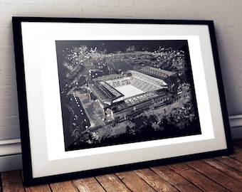 Anfield at Night - Limited Edition Print.  Anfield Stadium print, Liverpool FC print, Football Stadium Wall Art, Liverpool FC Wall Art