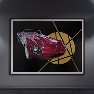 Jaguar E-Type - Limited Edition Print. Jaguar Car Art, Jaguar E-Type Wall Art, Jaguar E Type Wall Art, Jaguar E-Type print, Classic Car art