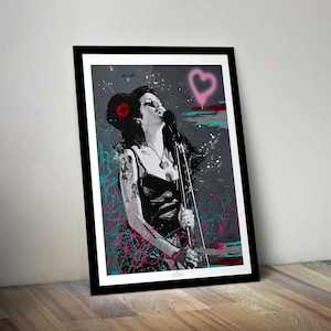 Amy Winehouse - Limited Edition Print.  Amy Winehouse print, Any Winehouse Wall art, Amy Winehouse framed poster, Amy Winehouse portrait