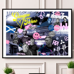 Glasgow Loves Techno - Limited Edition Print. Glasgow Print, Techno print, Glasgow Poster, Glasgow Gifts, Scottish Art, Techno gift