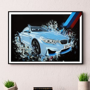 BMW M4 F82 - Limited edition print. BMW M4 Poster, BMW M4 Wall Art, bmw M4 fan gift, M power print, bmw M4 wall decor, bmw M4 wall prints