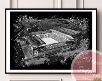 Anfield at Night - Limited Edition Print. Anfield Stadium print, Liverpool FC print, Football Stadium Wall Art, Liverpool FC Wall Art