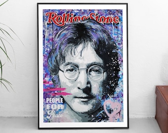 アートポスター ジョン・レノン エキシビジョンポスター 1980's Imagine: John Lennon 額入りポスター - アンティーク