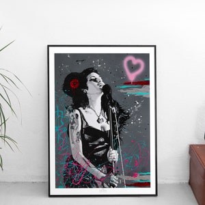Amy Winehouse - Limited Edition Print.  Amy Winehouse print, Any Winehouse Wall art, Amy Winehouse framed poster, Amy Winehouse portrait