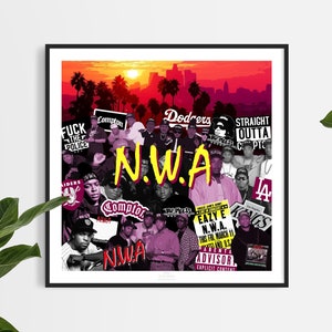 NWA Tribute - Limited Edition Print.  Dr Dre print, Ice Cube poster, NWA wall art, Straight Outta Compton, NWA print, Music Poster, Eazy-E