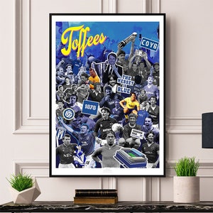 Everton FC History - Limited Edition Print.  Everton FC print, Football Wall Art, Everton FC Wall Art, Dixie Dean poster, Everton gift