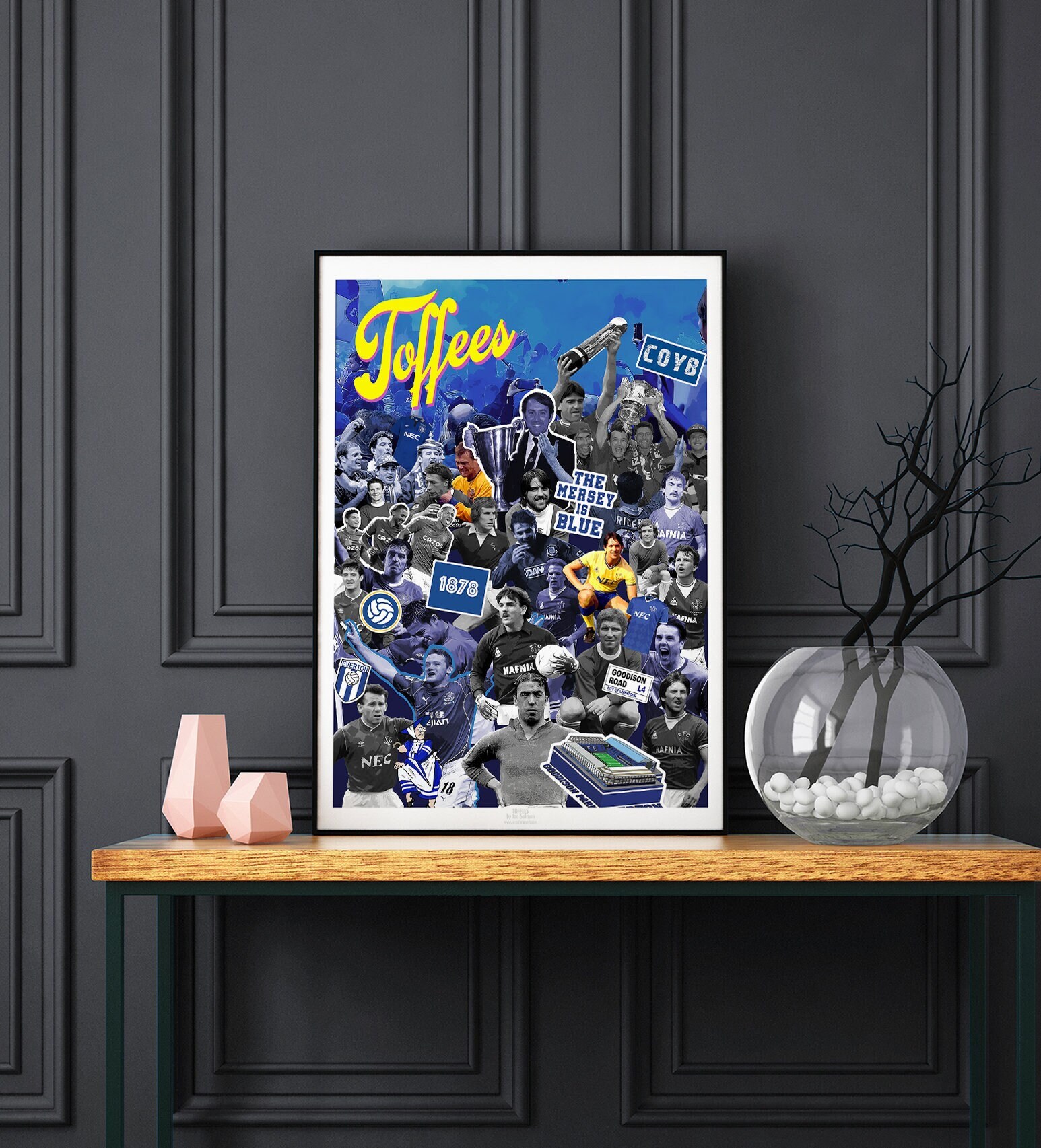 Everton FC Geschichte - Limitierter Druck.  Everton FC Druck, Football Wandkunst, Everton FC Wandkunst, Dixie Dean Plakat, Everton Geschenk