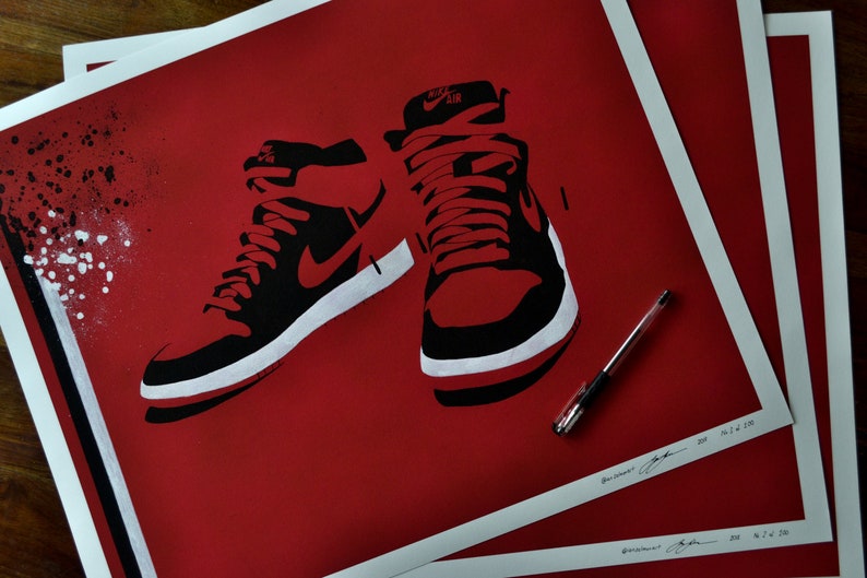 Air Jordan 1 Wall art Limited edition print Nike Air Jordan Etsy