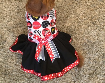 Minnie Mouse Dog Dress, Dog TuTu Dress, Black & Red Dog Dress  / Pet - Dog Costume