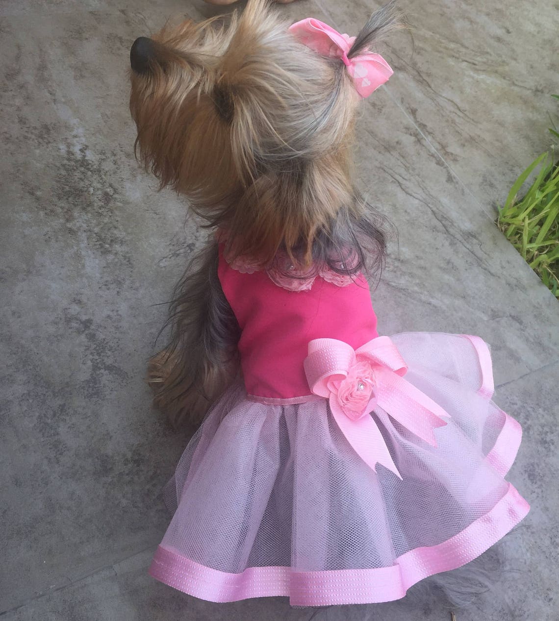 Dog Tutu Dress Pink Tulle Dog Dress Dog Wedding Gown Bling Etsy