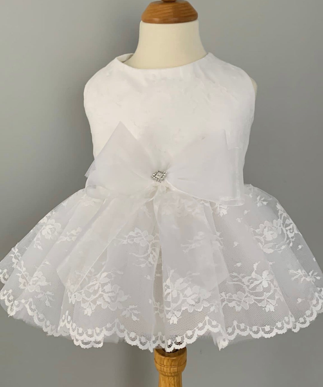 Fancy White Dog Dress Matte Tulle and Lace Wedding Dress, Bridal Dog