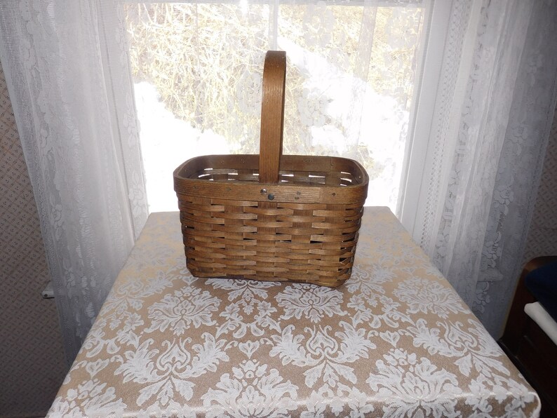 Vintage Peterborough Basket Company Rectangle Wood Woven Etsy