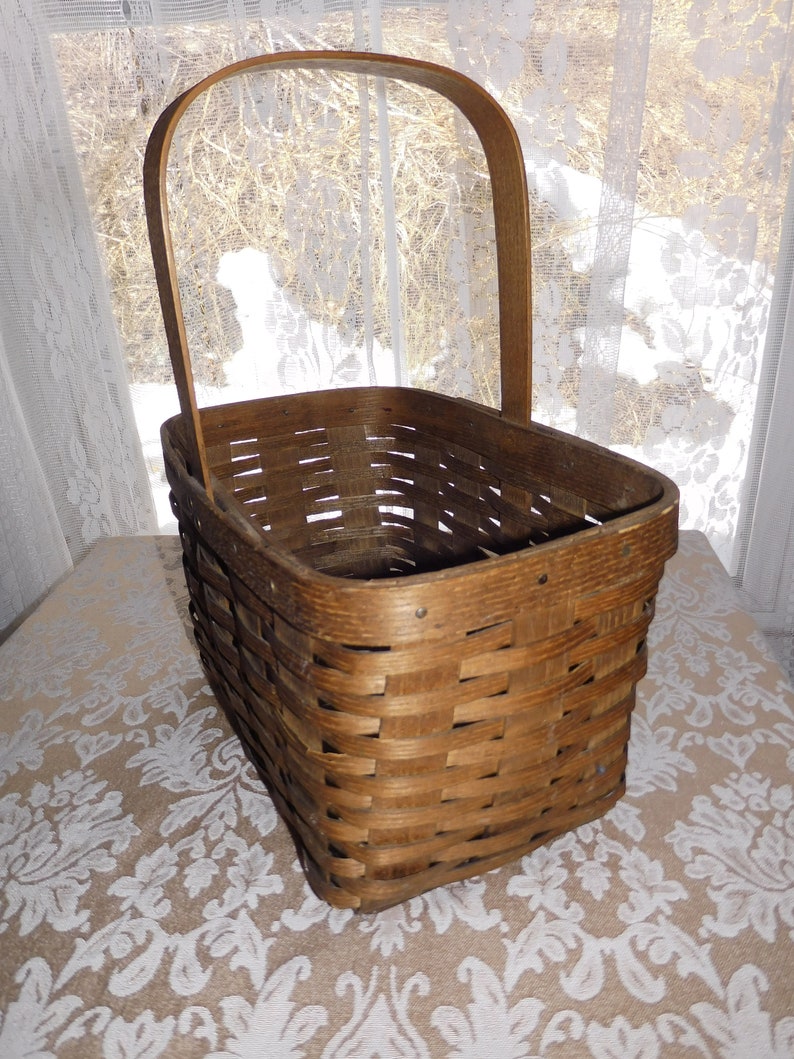 Vintage Peterborough Basket Company Rectangle Wood Woven Etsy