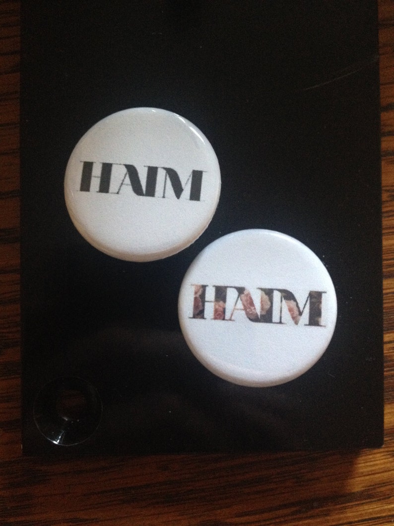 Haim Pin. 1.25 inch. Black or Flower Logo image 1