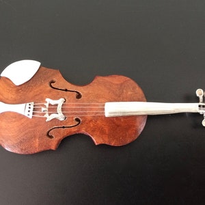 Minature Violin - Cello. Handmade Carved Birdsye Maple Cello. Sterling Silver Musical Instrument. Vintage Rare Instruments. Unique. Proms.