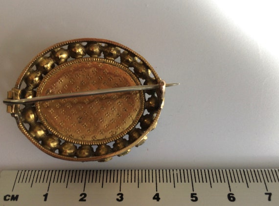 Victorian Paste Brooch Pin. Large Antique Gilded … - image 3