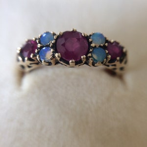 Ruby And Opal Ladies Gold Ring. Edwardian Style Ruby Opal Ring 9CT