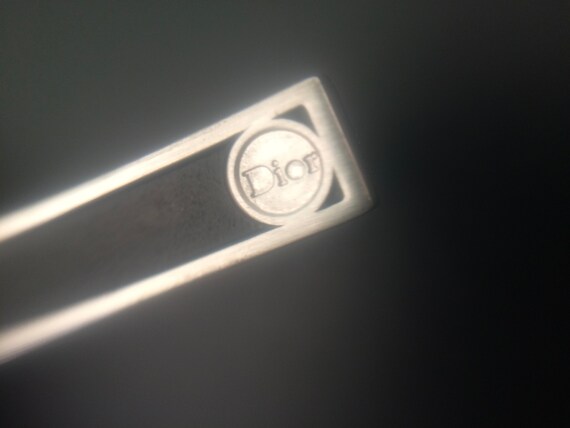 Dior Mens Tie Pin. Black Enamel Chrome Tie Pin. Vi