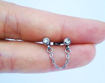 earing Double Sided screw pendant chain waterproof resiste water hypoallergic