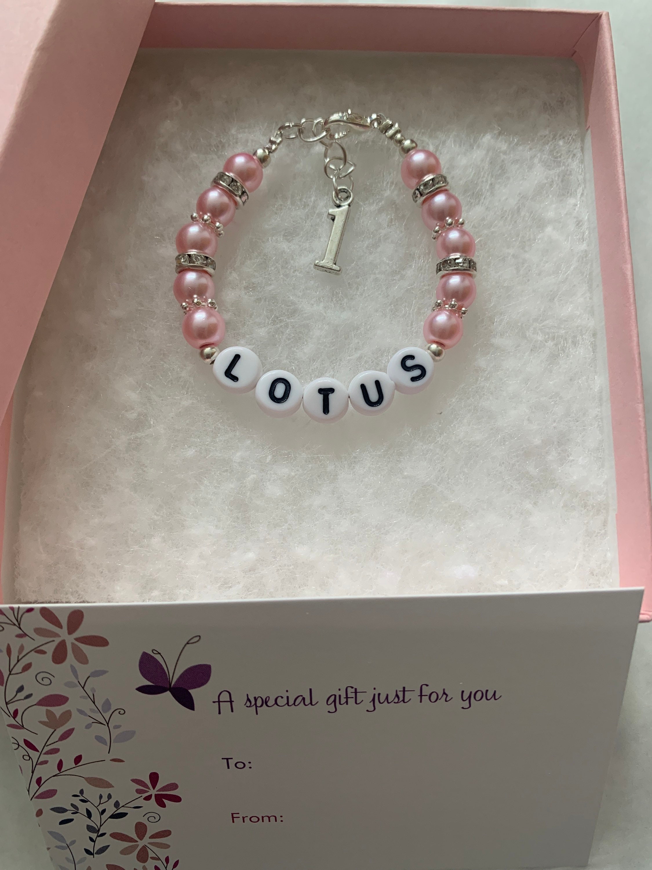 Girls Personalised Name Bracelet 1st Birthday Bracelet First Etsy UK