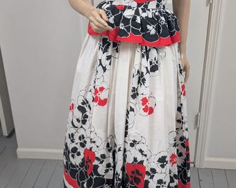 Victor Costa Sakowitz Vintage Border Party Dress Floral sz 0/2, XS