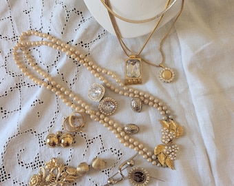 Vintage Jewelry Lot of  Necklace Bracelet Brooch Earrings All Signed