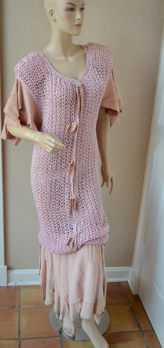 1980's Pink Soft Suede Crochet Sheer Dress Suede Leather BECCA Silver  Metallic MEDIUM One of a Kind! - Etsy