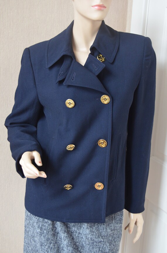 Vintage Ralph Lauren Navy Wool Twill Pea Jacket Nautical - Etsy