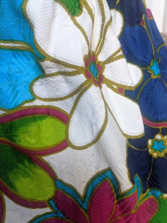 Pool Party!! MOD Barkcloth Maxi Dress Cotton Tropica… Gem