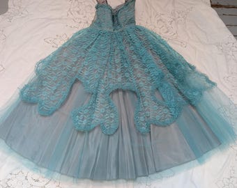 Lorrie Deb 1950's Cupcake Party Dress Turquoise Aqua Blue XS
