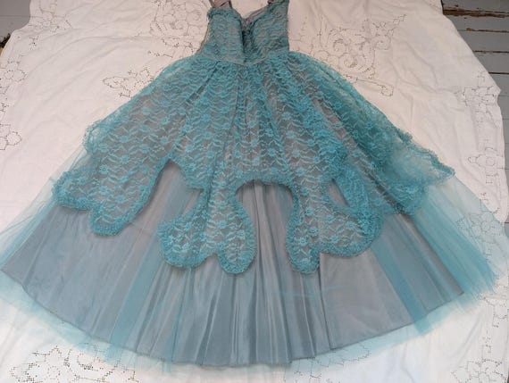 Lorrie Deb 1950's Cupcake Party Dress Turquoise Aqua Blue XS