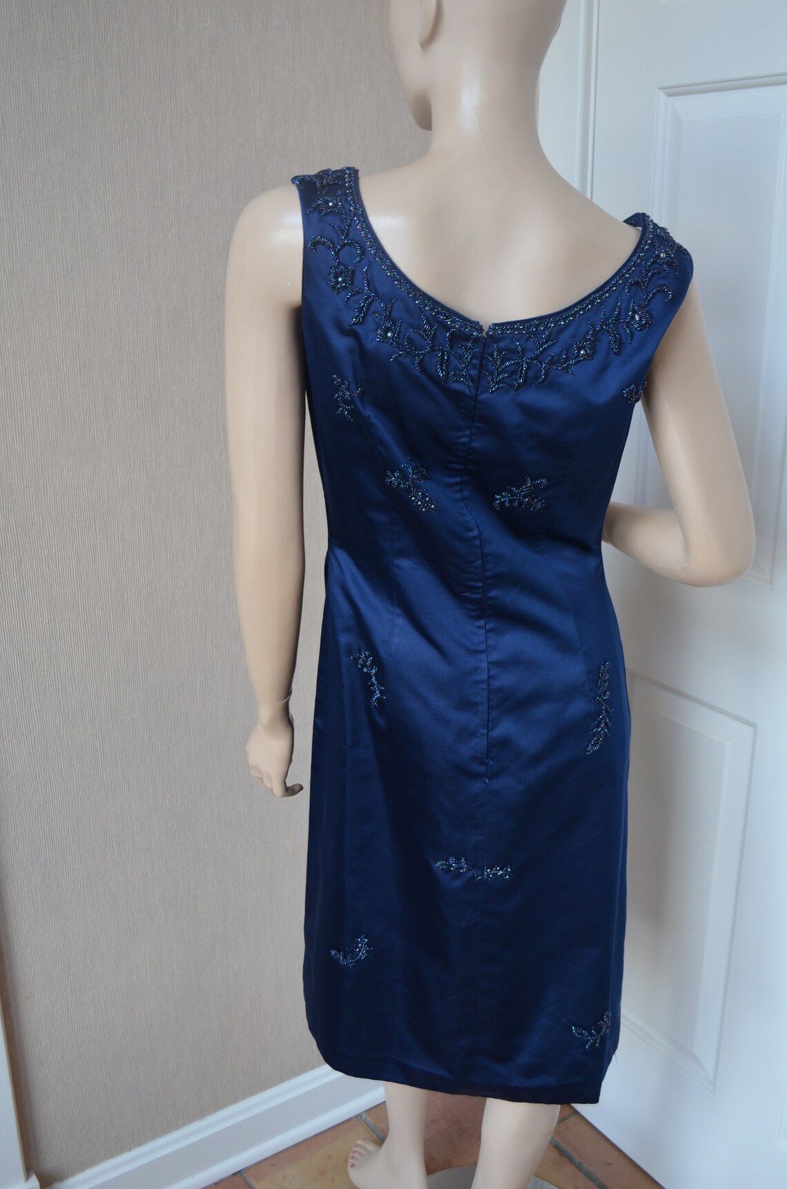 navy blue sheath