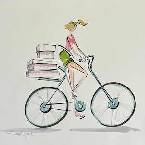 Original fashion painting, Girl riding