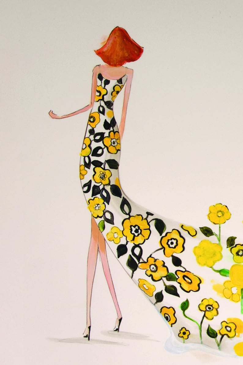 My Dress with Flowers. Original Watercolor