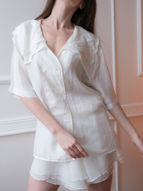 Vintage Silk Blouse Big Collar Sailor Moon Angelic