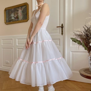 Upcycled Vintage organza satin ribbon skirt coquette ballerina tutu image 4