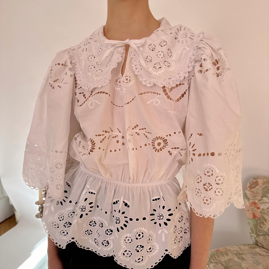 Upcycled Cotton Floral Blouse Etsy