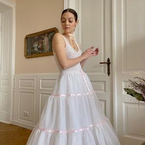 Upcycled Vintage organza satin ribbon skirt coquette ballerina tutu