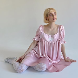 Swans in love satin dress