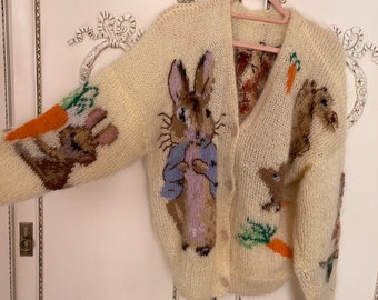 Handmade vintage mohair cardigan peter rabbit