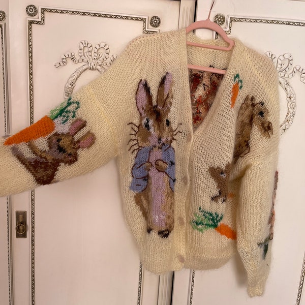 Handmade vintage mohair cardigan peter rabbit